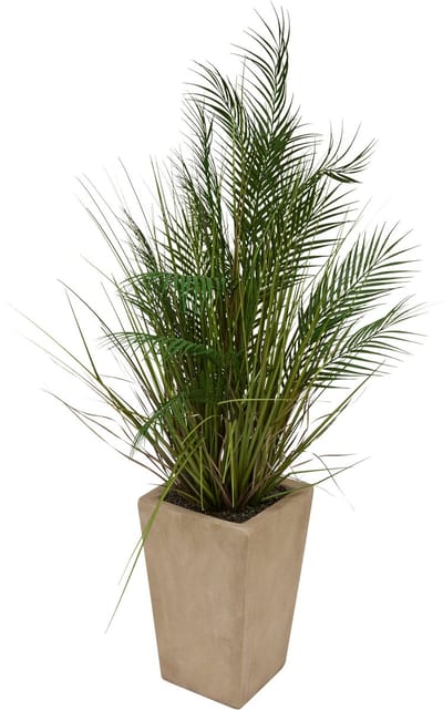 Atmosphera Kunstplant Wonj Palmboom met keramieken pot - 60x60x142cm - Groen/Beige