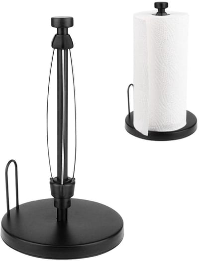 Dailygoods- Handdoekhouder met antislip onderkant - Rolhouder Keuken - Handdoekhouder Zwart - Verticaal Model - Roestvrij Staal - Nauwkeurige Lengte-instelling