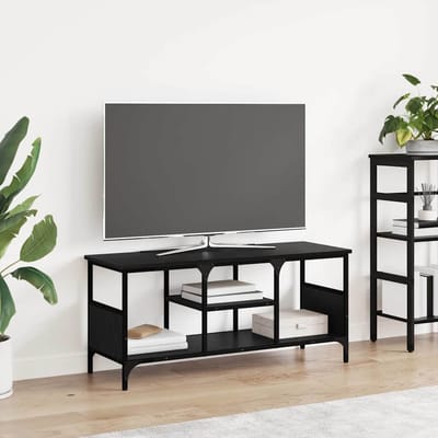 vidaXL TV-kast Zwart Eiken 100 x 35 x 45 cm Gemonteerd hout en ijzer