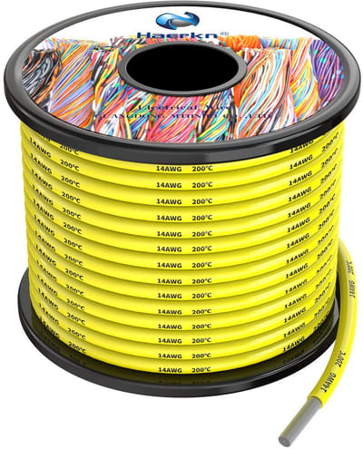 Elektrische Siliconen Draad 14AWG 2.0mm Geel - 10 Meter Flexibele Hoge Temperatuur Koperdraad