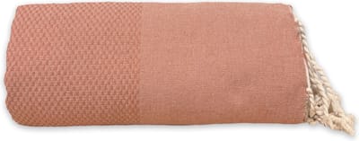 Lantara Grand Foulard Wafel - Peach Terracotta - 190x300cm - Sprei Bed - Grand foulard bank - Plaid - Oranje
