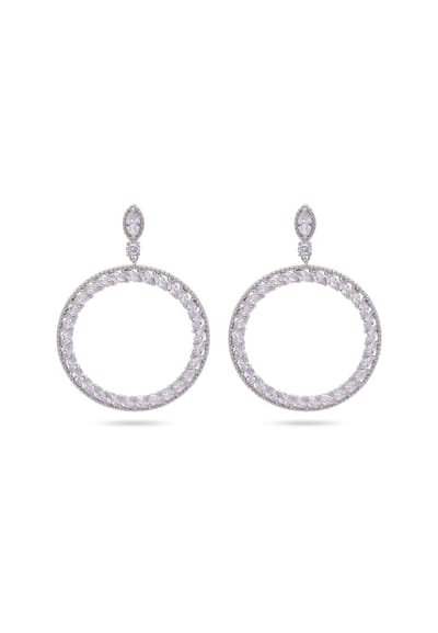 AVANT-GARDE PARIS Dazzling Hoop Drop Earrings - Zilver - 1 stuk - Rhodium Plated met kristallen en grote cirkelvormige hoepel