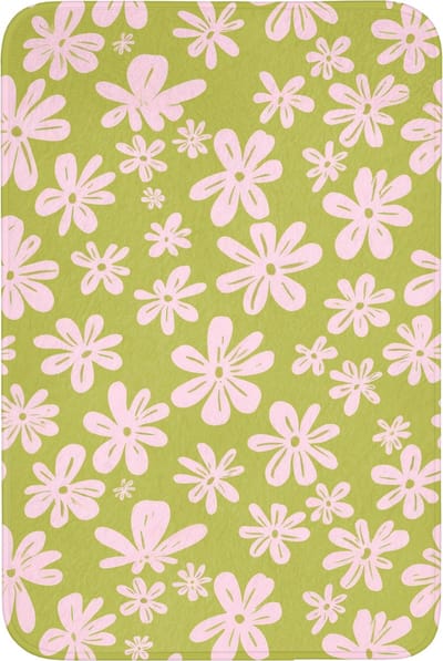 Badmat 60x90 cm - Antislip - Bloemen - Roze - Getekend - Patroon - Badmatten voor badkamer - Badkamermat - Douchemat - Badkamer mat