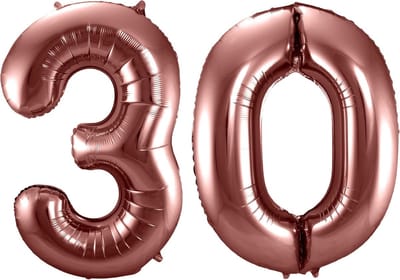 Folat Verjaardag Leeftijd folieballon - 30 jaar - rosé goud - 86 cm - cijferballon groot