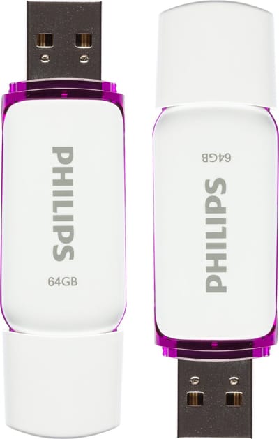 Philips USB Stick 64 GB Flash Drive - Snow Edition Purple® - USB 2.0 - Wit/ Paars - 2-Pack