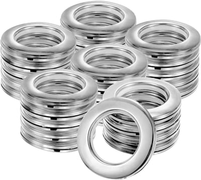 Dailygoods - M METERXITY 25-pack gordijnogen, 1-9/16" binnendiameter kunststof gordijnringen clip oogringen nanoschaal geluidsarme Romeinse ring voor ramen/stof, huisgordijnen gordijnogen [glanzend zilver]