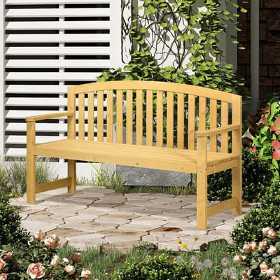 OKWISH Tuinbank Ergonomisch – 143 x 51 x 85 cm – Dennenhout – Oranje – 2-Zits Met Rugleuning Voor Tuin En Terras