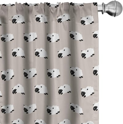 ABAKUHAUS Schapen gordijnen – 2x75x245 cm – microvezel – halfdonker – licht beige