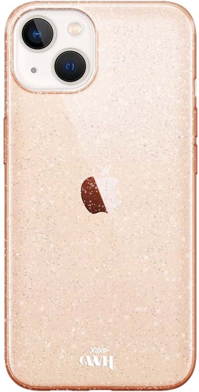 xoxo Wildhearts siliconen glitter hoesje - Sparkle Away Gold - Geschikt voor iPhone 13 - Shockproof case met glitters - Goud