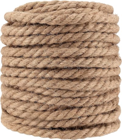 Natuurlijke Jute Touw van 50 Meter, Dikke Gevlochten Jute Touw voor DIY Projecten, Tuinieren en Decoratie