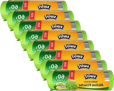 8 actieve verse vuilniszakken 60 l met trekkoord - groen - extra sterk