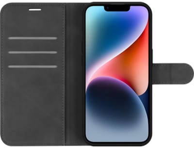 Just in Case hoesje geschikt voor iPhone 14 Plus Hoesje met Pasjeshouder - Premium Bookcase - Zwart
