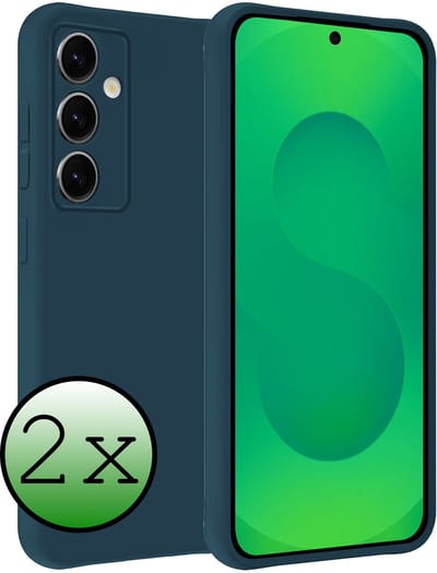 Hoesje 2 Stuks - Geschikt voor Samsung Galaxy S25 FE - Sterk & Shockproof - Case Siliconen - Back Cover - Telefoon Hoes - Donkerblauw