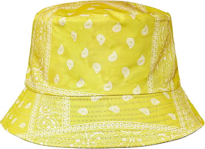 Haarsoires Bucket Hat Hoedje – Paisley Patroon – One Size – Geel - Vissershoedje - voor Dames & Heren