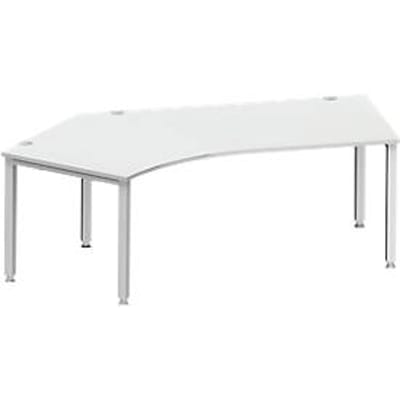 Schäfer Shop Genius hoekbureau MODENA FLEX 135°, aanbouw links, 4-poots vierkante buis, B 2165 mm, lichtgrijs