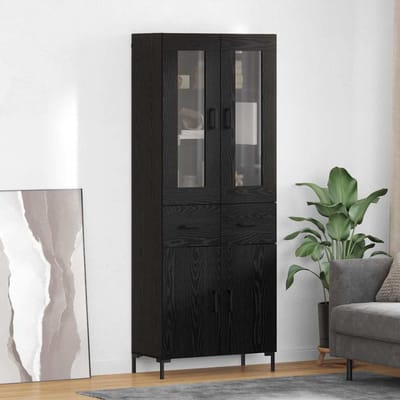 vidaXL - Highboard - 2 - st - Zwart - Eiken - 69,5 - x - 34 - x - 180 - cm - Bewerkt - hout