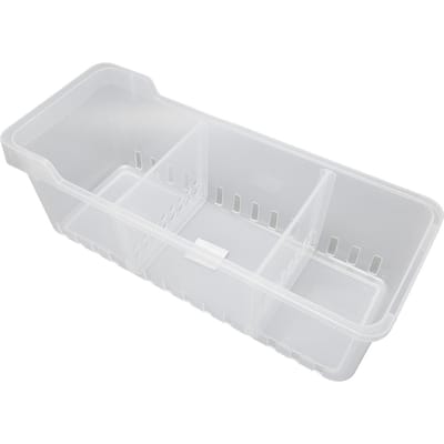 Bac Organisateur pour Réfrigérateur Bac de Rangement Transparent avec 2 Compartiments Divisés pour Placard de Cuisine Bureaux: 40x16x14.1cm S 8.9 X 1.5in white