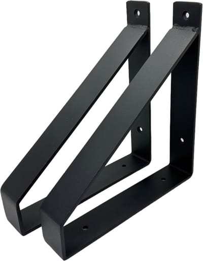 Maison DAM - Plankdragers klassiek - Wandsteunen - Mat zwart – Voor een plank 20cm – Staal - incl. bevestigingsmateriaal + schroefbit