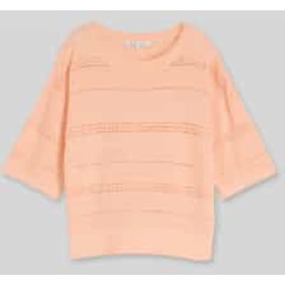 Tom Tailor Denim - Relaxed fit gebreide trui met gaatjespatroon - Maat L - Orange Parfait