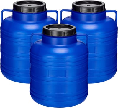 Garronda 3x20L Kunststof Trommel Met Deksel - Regenton - Vat - HDPE - Voedselvat - Tuin Hobbock – Blauw – GD-STE-Barrel-B20L-2B