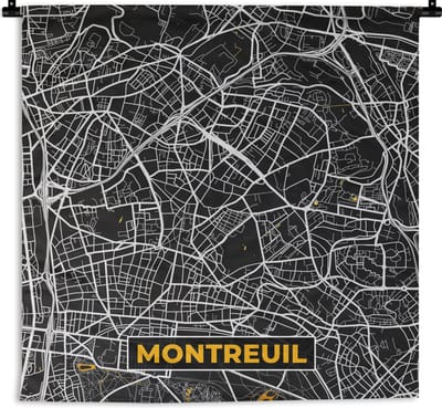 Wandkleed - Wanddoek - Kaart – Plattegrond – Frankrijk – Montreuil - Stadskaart - 180x180 cm - Wandtapijt