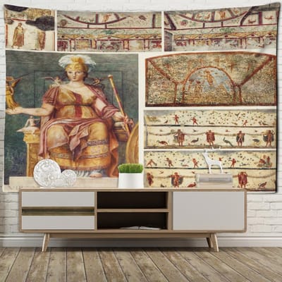 Religieuze Figuren Olieverf Wandtapijt Wandhanger Retro Bohemien Hippie Tapijt Slaapzaal Kamer Decor 95x70cm