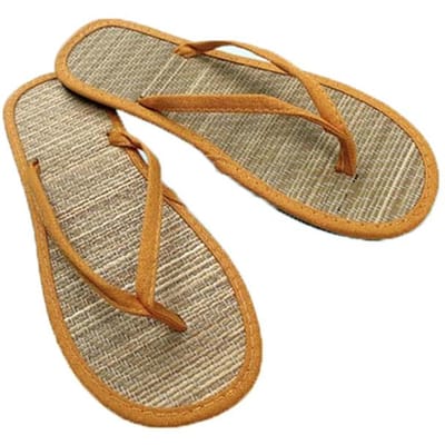 Vrouwen Platte Slippers Slippers Comfortabele Antislip Sandalen Bamboe Rotan Slippers Thuis Badkamer Mode Slippers Zapatos 36 beige