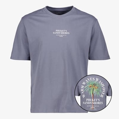JJ REBEL heren T-shirt met backprint grijs - Maat S