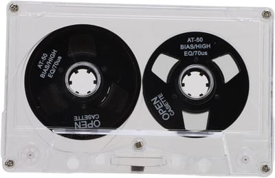 Cassettebandje met Spoel - Opnamecassette Audio - Muziek Opnemen - Visueel Draaiende Spoelen - 50 Minuten - Zwart