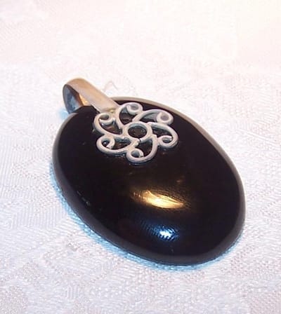 Onyx hanger met zilver