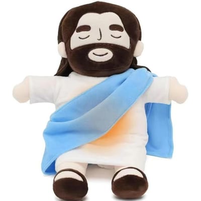 Nouvelle poupée musicale apaisante pour enfants avec respiration, jouet en peluche Jésus, compagnon de sommeil, poupée sonore et lumineuse, cadeaux de vacances pour enfants black