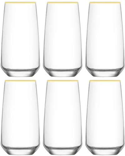 Glozini Longdrinkglas met Gouden Rand - 6 Stuks - 300ml