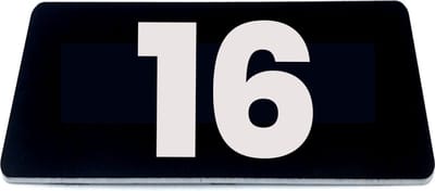 Nummerplaatje 16 - 80 x 50 x 1,6 mm - Zwart/wit - incl. 3M-tape | Nummerbordje - Deur en kamernummer - brievenbusnummers - Gratis verzending - 5 jaar garantie