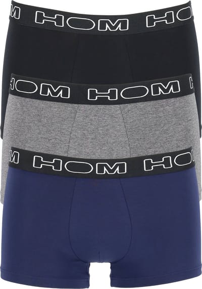 HOM Boxerlines Basic boxer Brief (3-pack) - heren boxers kort - zwart - blauw - grijs