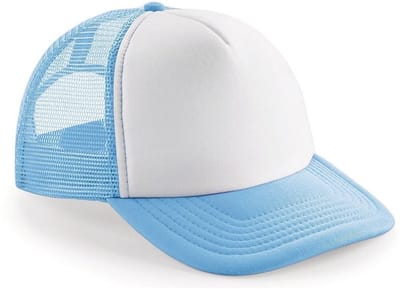 Beechfield Snapback truckers pet - 2x - lichtblauw met wit - retro vintage cap - volwassenen