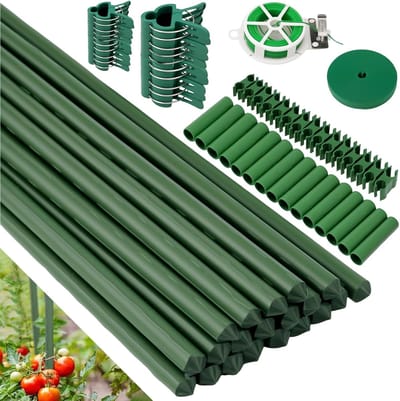 Famanu – Tomatenstokken en plantenhouders met clips, complete klimhulp set voor tomaten en andere klimplanten