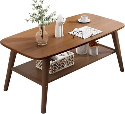 Moderne Salontafel - Houten Tafel - Woonkamer Inrichten - Dubbele Opbergruimte - 100 x 50 x 40 cm - Walnoot