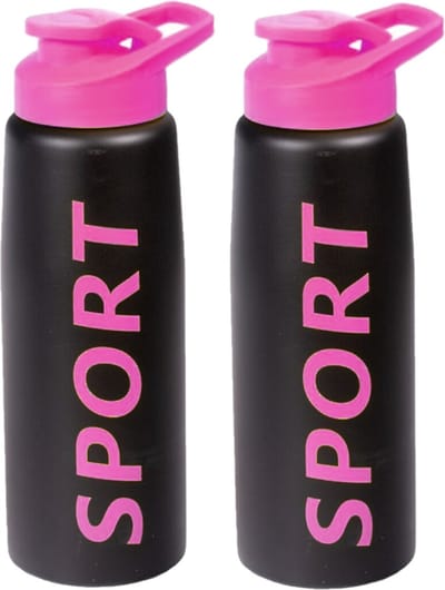 2x stuks bidon drinkflessen/waterflessen fuchsia roze 850 ml - Sportfles/sportbidon