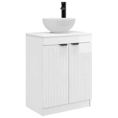 vidaXL - Badkamer - Vanity - met - Wastafel - Hoogglans - Wit - 54 - x - 35 - x - 83 - cm