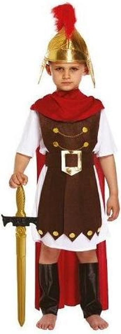 4-Delig Romeinse Gladiator - Jongen - Harnas/Riem/ Cape en Beenbeschermers - Gladiator - Generaal - Carnavalskleding - 4-6 Jaar