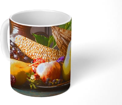 Mok - Koffiemok - Groente - Fruit - Rustiek - Tafel - Mokken - 350 ML - Beker - Koffiemokken - Theemok