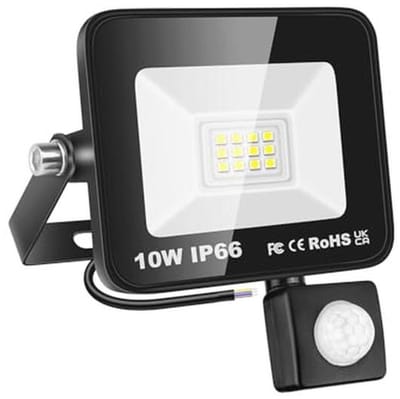 10W LED Buiten Schijnwerper met Bewegingsmelder - Koel Wit Veiligheidsverlichting voor Tuin en Garage