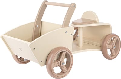 Babiem® Bakfiets Moos - Inclusief Accessoires - Houten Loopfiets met Bak - vanaf 1 jaar - Off white - FSC® Hout