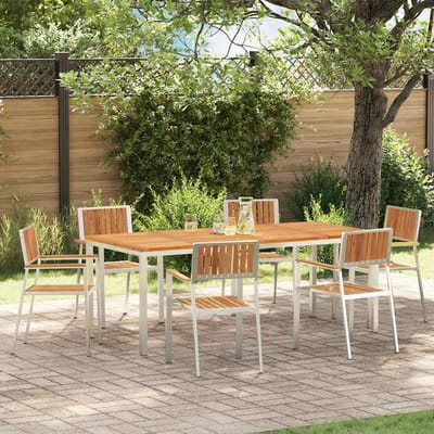 vidaXL Buiten Eettafel Set 7 pcs Bruin Massief Acacia Hout