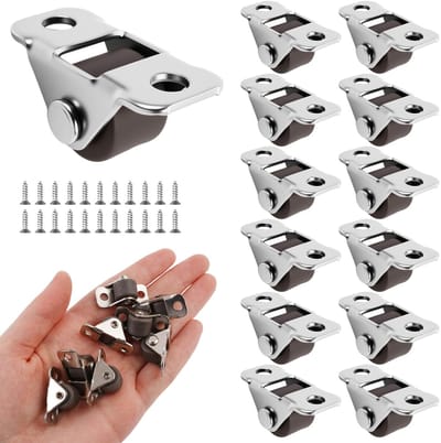 Dailygoods- Meubelwielen set van 12 - Mini-wielen 1,2 cm - Rubber met stalen bovenplaat - Zwenkwielen voor meubels - Draagvermogen 8 kg - Slijtvast en duurzaam