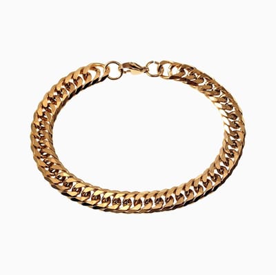 21cm x 8,5mm Armband Heren - Cubaanse-Stijl - Verguld Roestvrij Staal - Schakelarmband