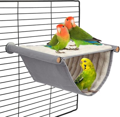 Hangmat, vogelhuisje, vogelkooi, slaapgedeelte, accessoires voor vogelkooien, vogelspeelgoed, grasparkiet/papegaai (grijs)