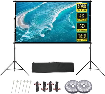 Projectiescherm met Statief - Draagbare Filmdoek - Thuisbioscoop Creëren - Kreukvrij en Wasbaar - 120 inch 16:9 - Wit