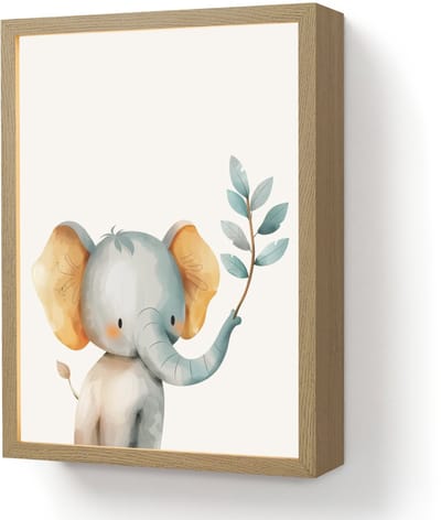 Nachtlampje 30x40 cm - Kinder lamp - Olifant - Dier - Pastel kleuren - Tafellamp kinderkamer draadloos - Slaapkamer lampje - Bedlamp kinderen - Kinderlampje - Wandlamp babykamer - Nachtlampjes