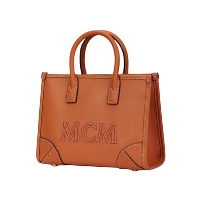 MCM München Afneembare Schouderband Pendelaar Casual Leren Tote Boodschappentas Crossbody Handtas Mini Dames Tote Tassen Bruin Cognac MWTCSSX02CO001 Basic Set (Bag+Dust Bag) brown